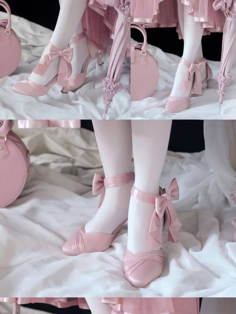Satin Bow wedding heel (Pink)