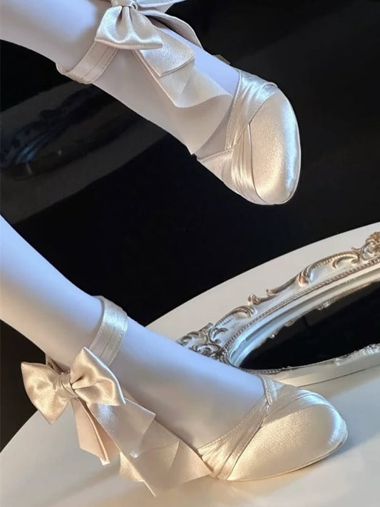 Satin Bow wedding heel (Off White)