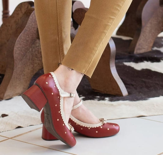 Inspired vintage block heel (Red)