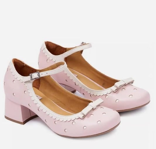 Inspired vintage block heel (Baby Pink)