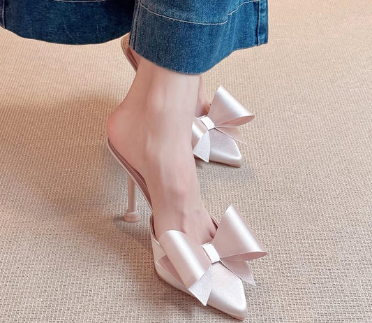 Luxe bow mule heel