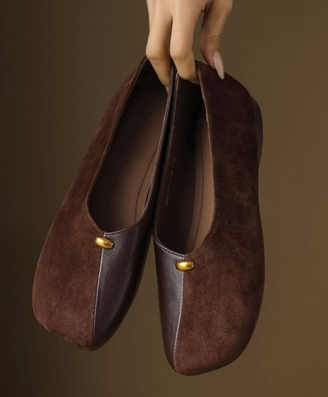 Velvet Ease Flats (Brown)