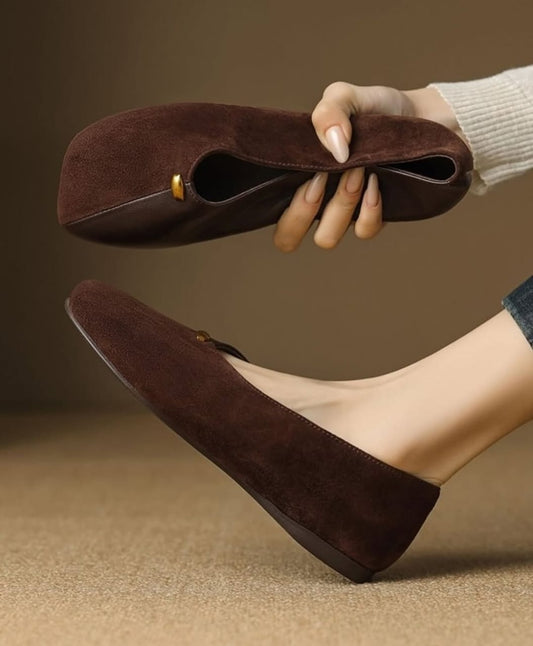 Velvet Ease Flats (Brown)