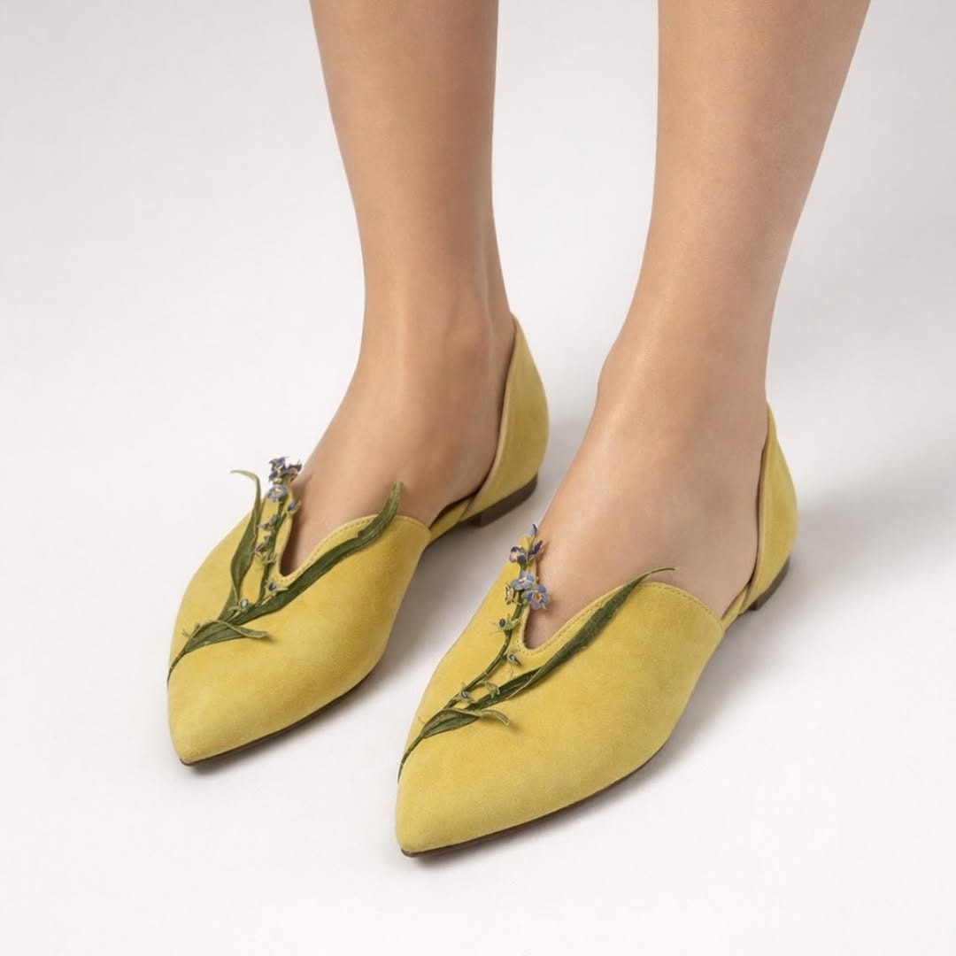 Mint blossom point flats (Mustard)
