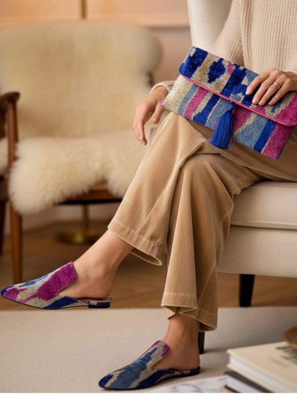 Ikat charm mule