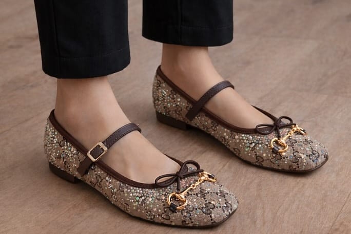Aurora Mary Jane flats (Coffee)