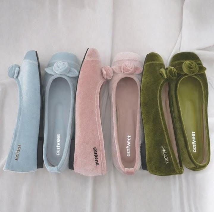 Petal velvet flats (Sky Blue)