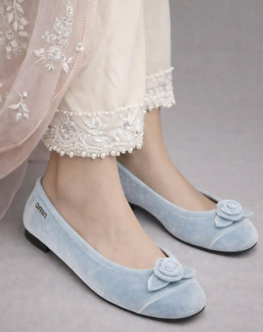 Petal velvet flats (Sky Blue)