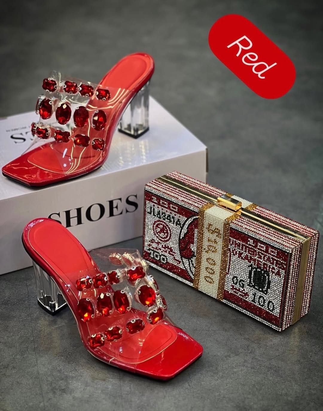 Summer Crystal Glass Heel (Red)