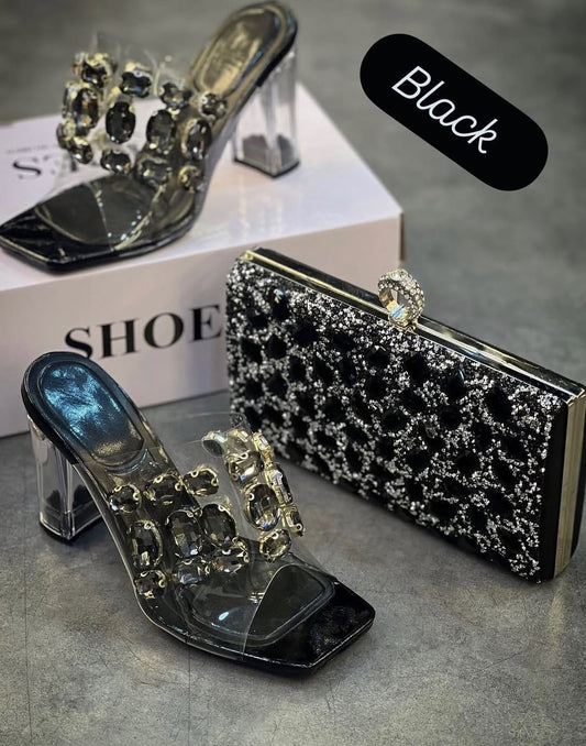 Summer Crystal Glass Heel (Black)