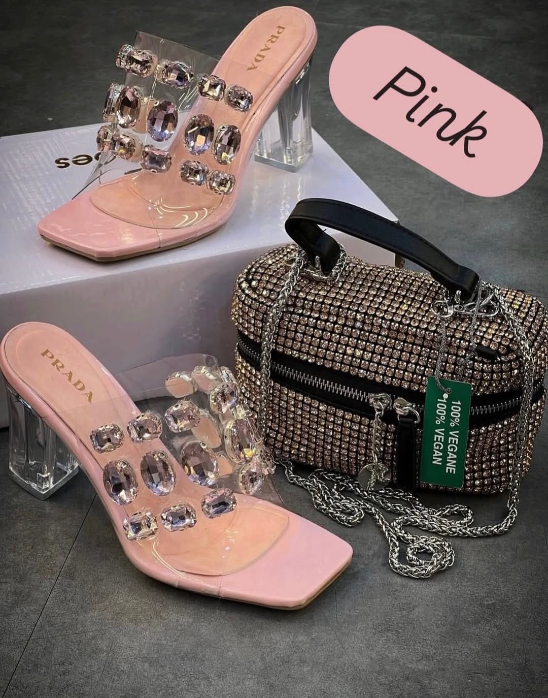 Summer Crystal Glass Heel (Pink)