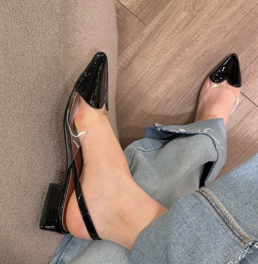 Heart style sling back (Black)