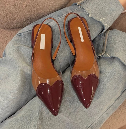 Heart style sling back (Burgundy)