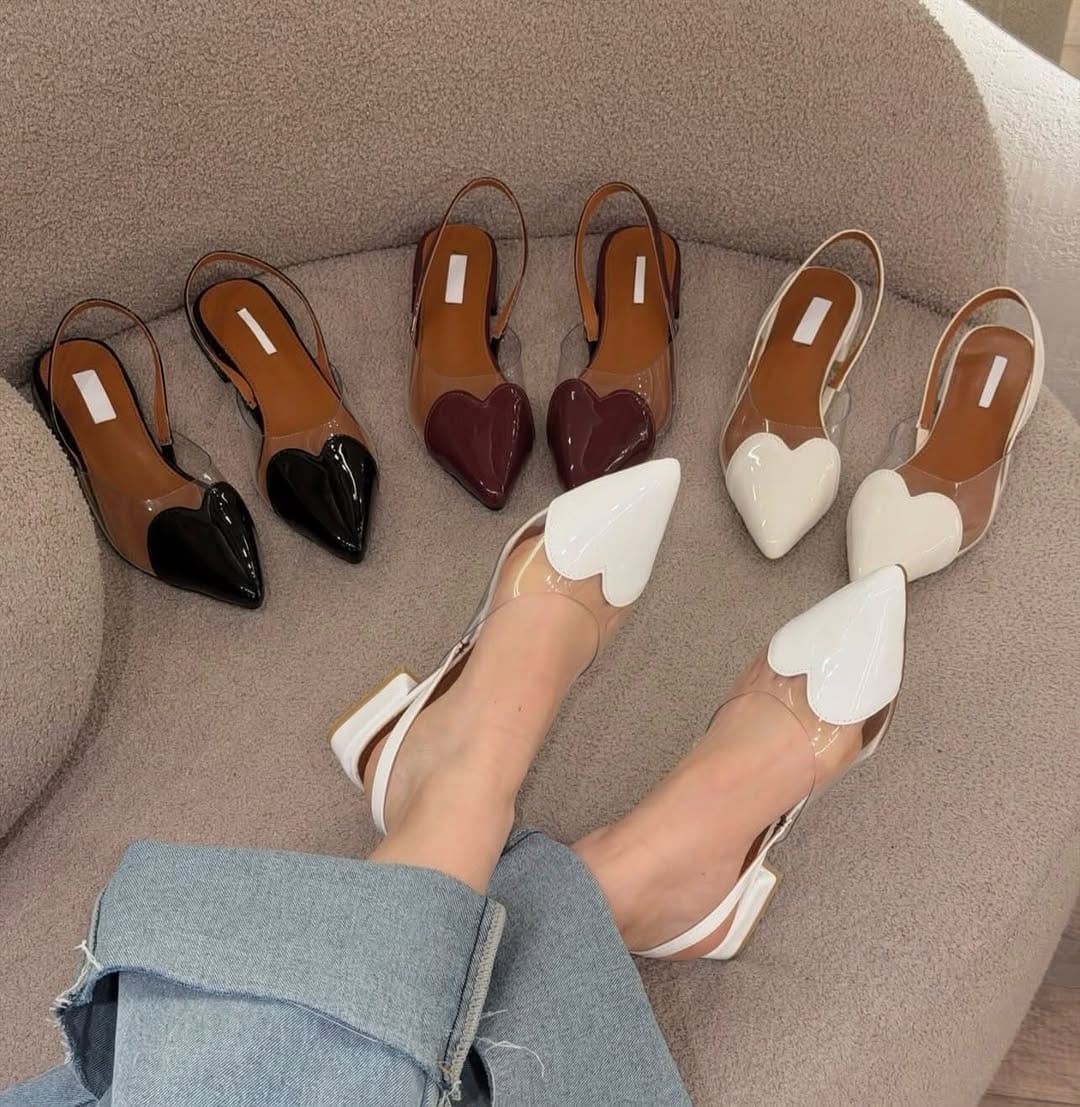 Heart style sling back (White)