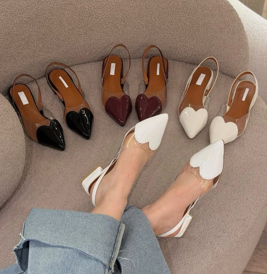 Heart style sling back (White)