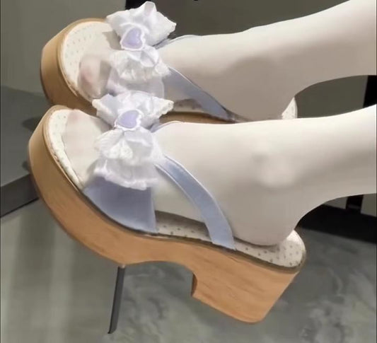 Bow wedge heel (Lavender)