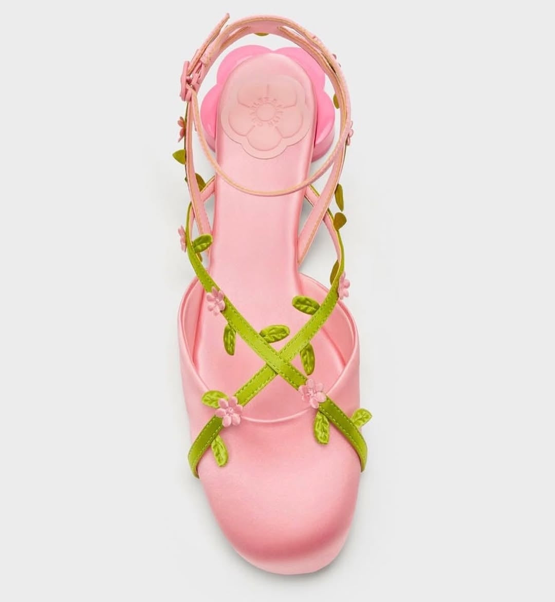Tree leaf pink flower heel