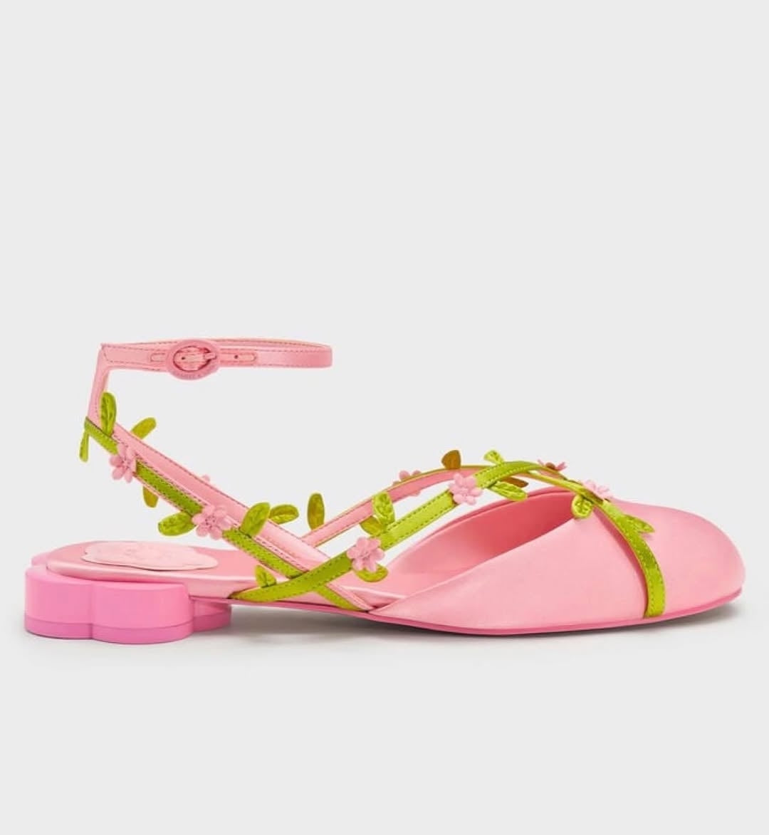 Tree leaf pink flower heel