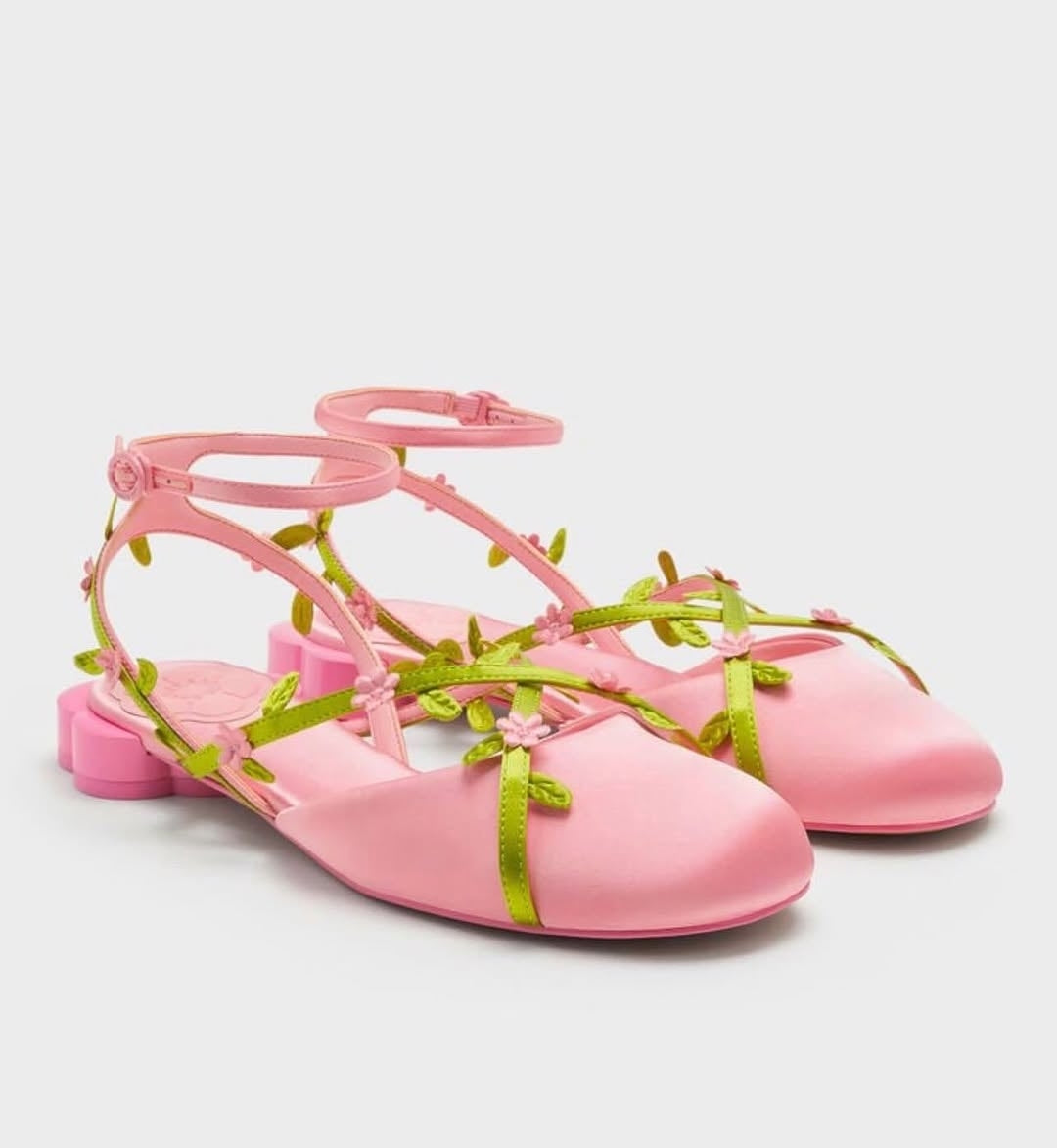 Tree leaf pink flower heel