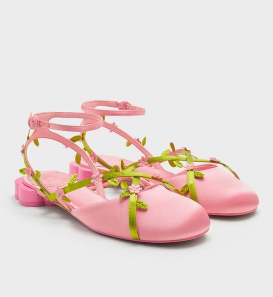 Tree leaf pink flower heel