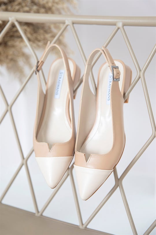 Mone Block Heel- Beige & Off White