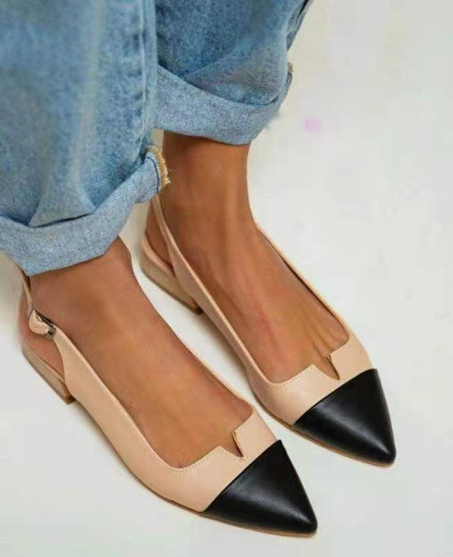 Mone Block Heel- Beige & Black