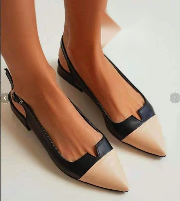Mone Block Heel-Black & Beige