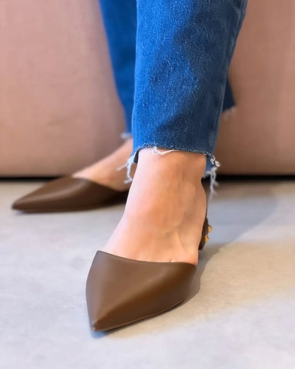 Stone Trapeze Heel - Chocolate Brown