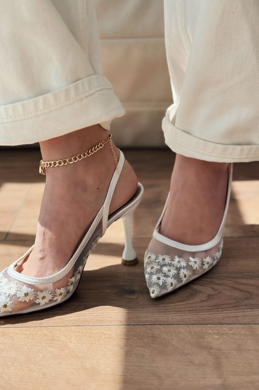 Turkish embroidered heel (White)