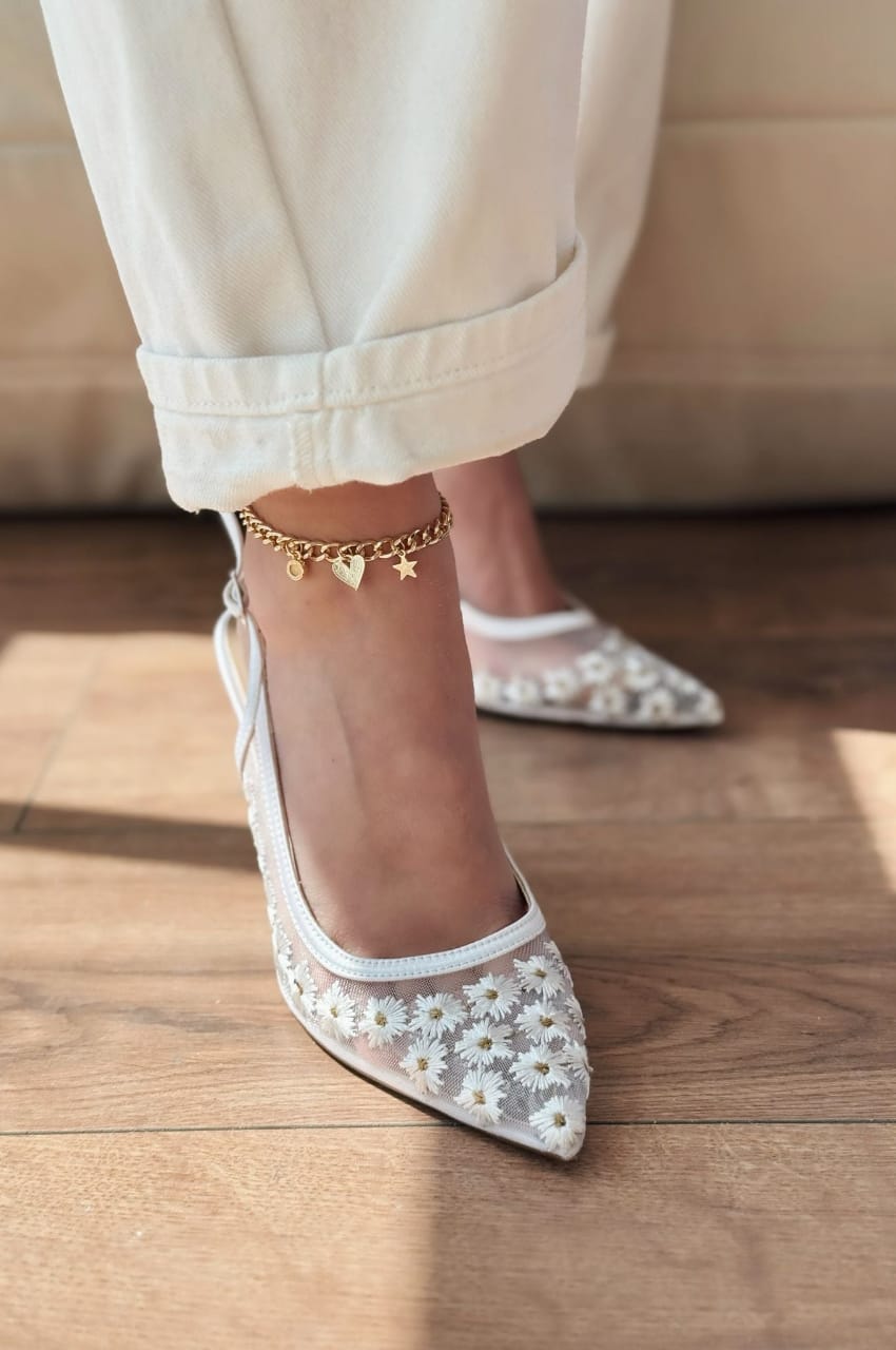 Turkish embroidered heel (White)
