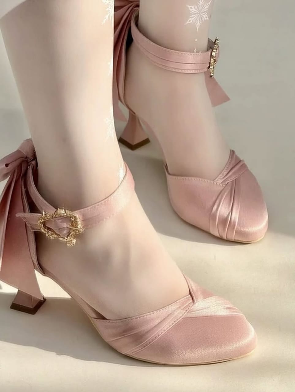 Satin Bow wedding heel (Pink)