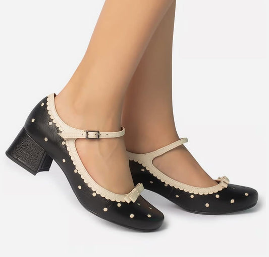 Inspired vintage block heel (Black)