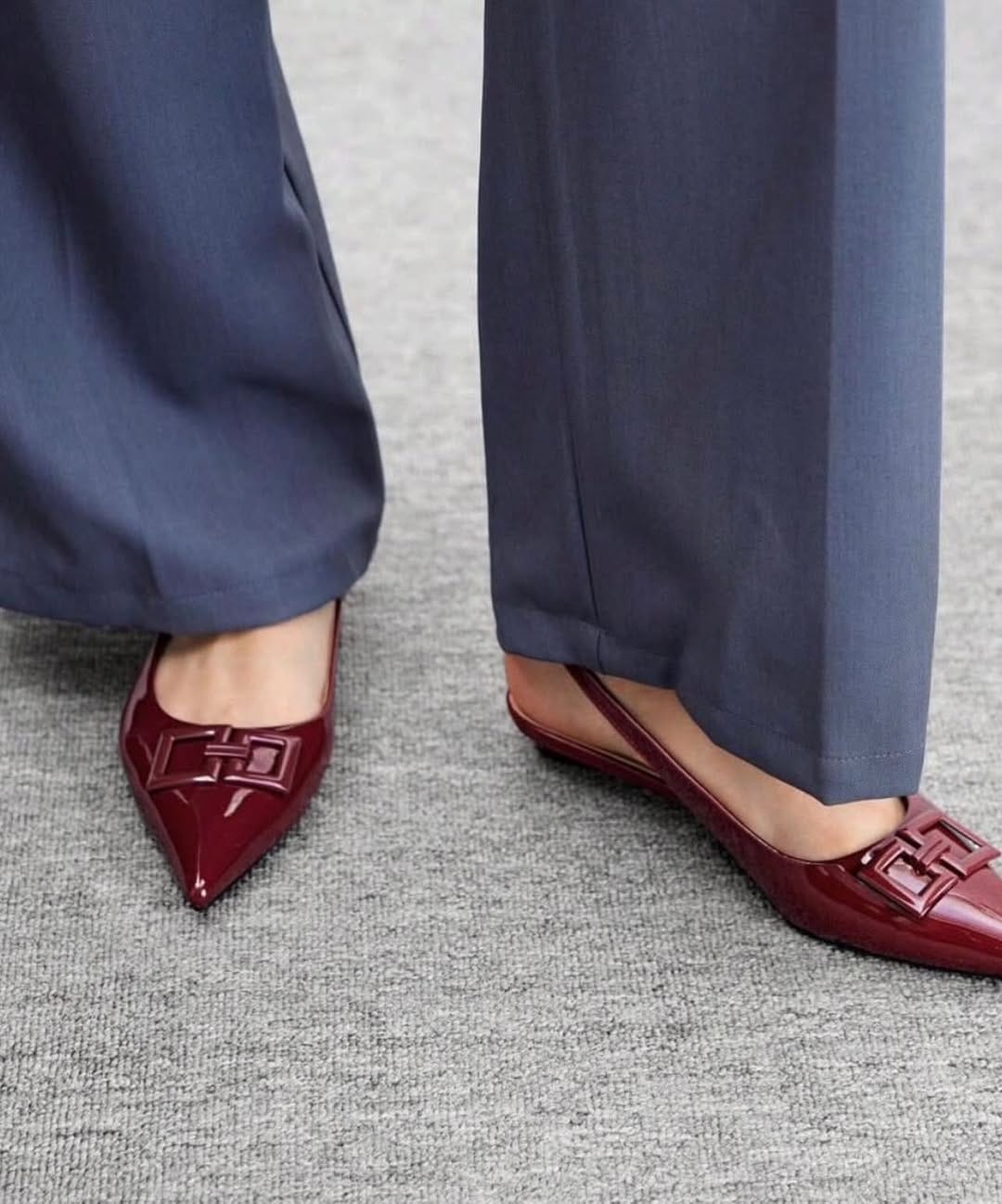 Patent sling back (Maroon)